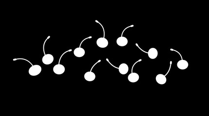 Silhouette of cherry berries on a black background. Silhouette of cherry berries for the logo and design.