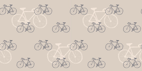 Doodle style seamless pattern with bicycles