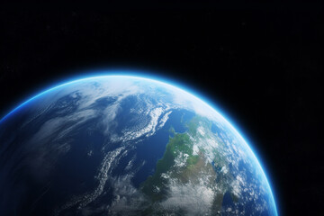 Fototapeta na wymiar Planet Earth viewed from the space, Generative AI
