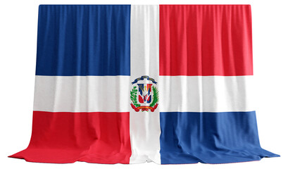 Dominican Flag Curtain in 3D Rendering Reflecting Dominican Unity