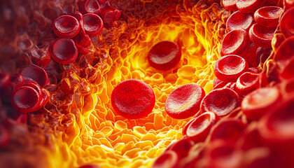Cholesterol plaques inside an artery. Clogged arteries - obrazy, fototapety, plakaty