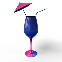 Wine Glass. 3D Illustration. File with Clipping Path.