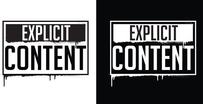 Explicit Content text in graffiti style. Graffiti text vector illustrations.