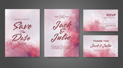 Wedding invitation with abstract watercolor background