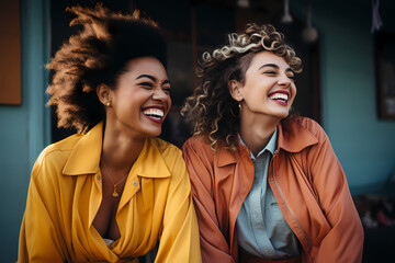 two people smiling together