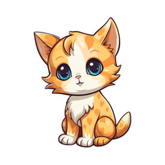 realistic cute cat sticker design for print, Isolated on white background, digital vector graphic. 