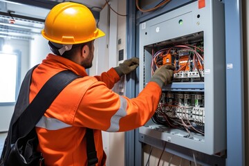 electrician at work in a factory