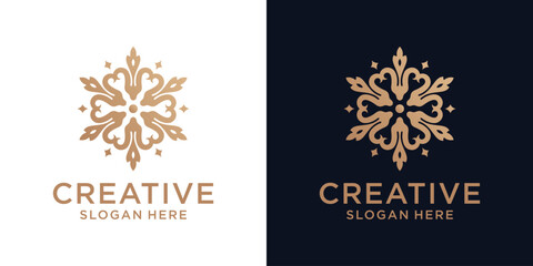 Floral ornament logo design abstract