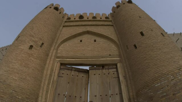 Wide-angle view of the Talipach gate at the ancient fortress wall in Bukhara