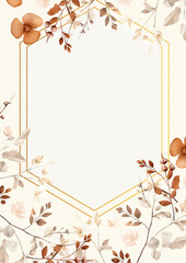 Brown and beige invitation background bouquet watercolor painting with flora and flower