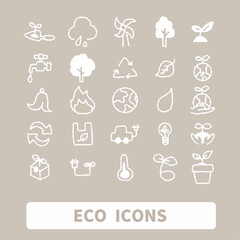 シンプルな手書き風のエコロジー・SDGsアイコンセット