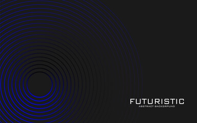 Futuristic abstract background. Glowing Blue circle lines design. Swirl circular lines element. Future technology concept. Horizontal banner template. Suit for cover, banner, website. Vector illustrat