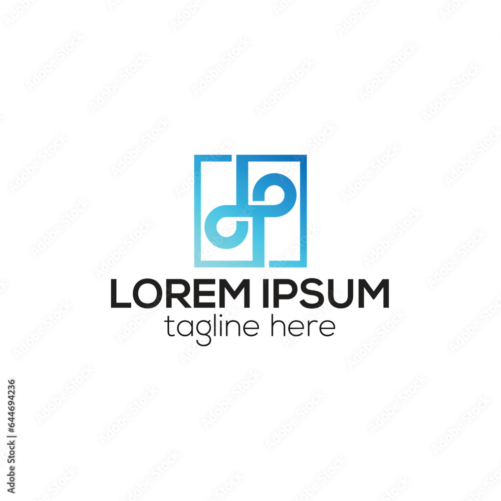 Fototapete initial letters pd or dp logo design with shadow gradient color vector template