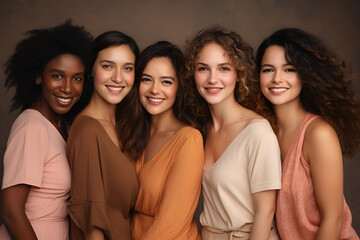Obraz premium young multiethnic female persons. smiling girls.