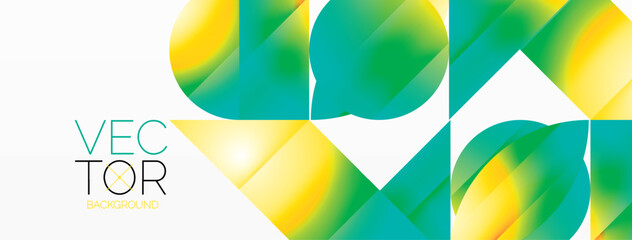 Obraz premium Serene gradient template. Circles and triangles mingle in minimalist perfection. Gentle fusion of forms and hues creates balanced yet captivating backdrop, embodying modern sophistication