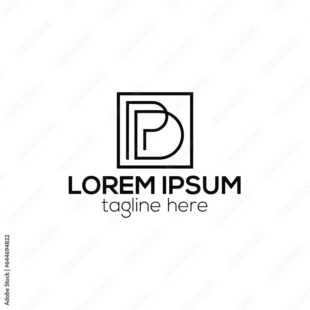 Poster initial letters pd or dp logo design with shadow gradient color vector template