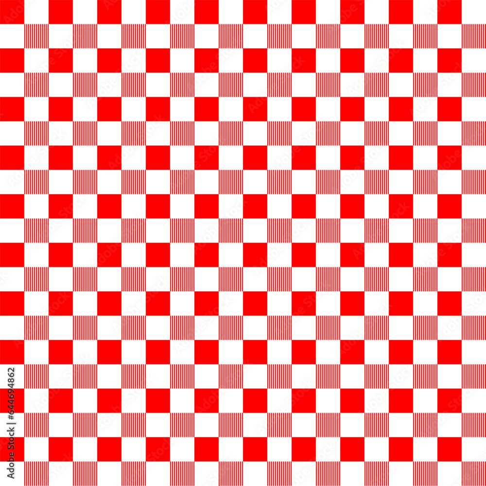 Poster red and white chess board seamless pattern. checkered squares vector background.