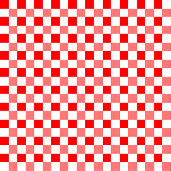 Red and white chess board seamless pattern. Checkered squares vector background.