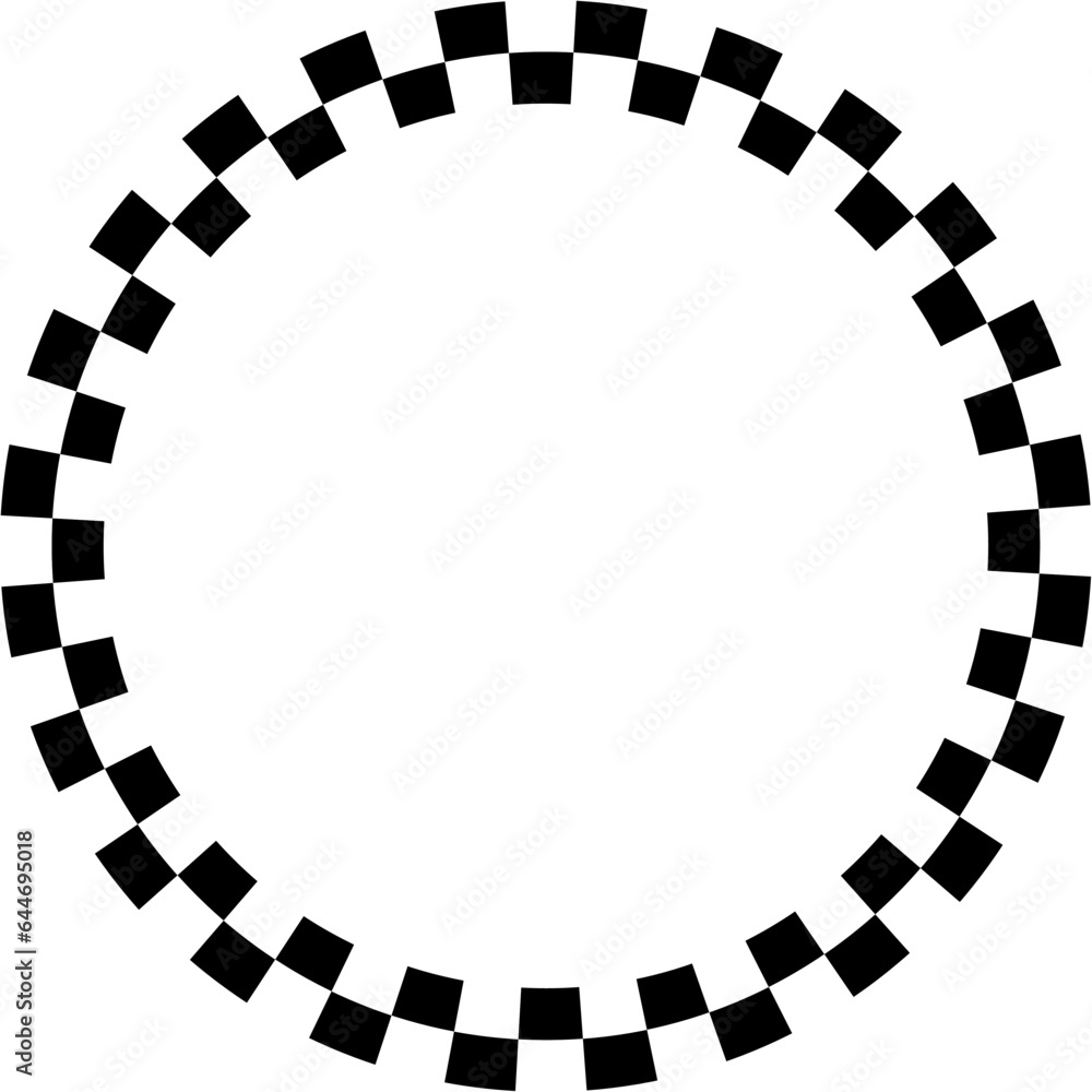 Poster black and white checkered circle frame vector illustration. chequer alternating squares border desig