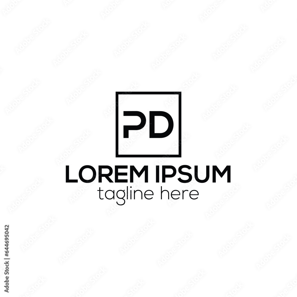 Fototapete initial letters pd or dp logo design with shadow gradient color vector template