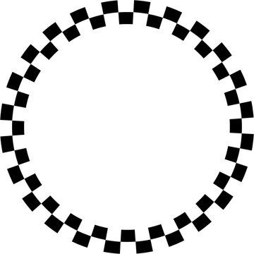 recommend clip art: Black and white checkered circle frame vector illustration. Chequer alternating squares border design.