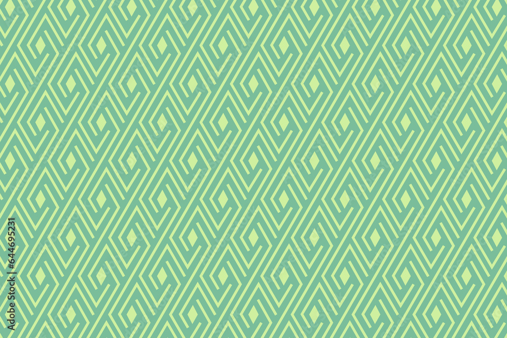 Poster green rhombuses and lines seamless vector pattern