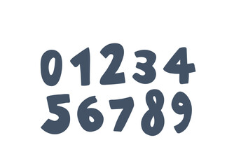 Fashionable modern children's playful numbers. Numbers drawn by hand with a marker. 1,2,3,4,5,6,7,8,9,0. Lettering.