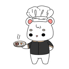 Cute Polar Bear Chef Illustration.