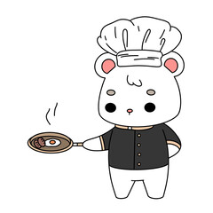 Cute Polar Bear Chef Illustration.