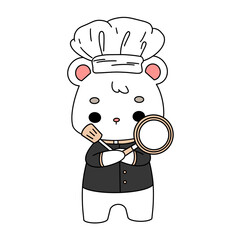 Cute Polar Bear Chef Illustration.