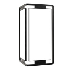 Two display blank advertisement signs isolated on white background. mockup of street store template signboard , Metal cafe restaurant bar plastic badge black white, 3D illustration.