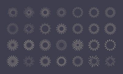 Vintage style sunburst simple lines of diffused light