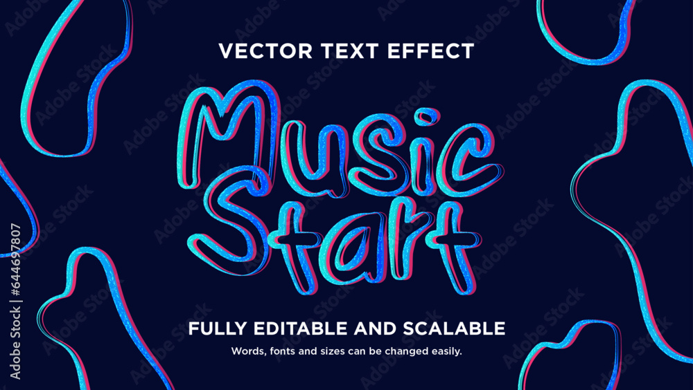 Wall mural music start text effect editable vector