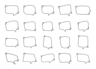 Obraz premium Hand drawn text box. Cute cartoon style talking dialogue.