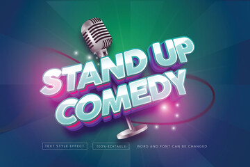 Vector Stand Up Comedy text style effect editable - obrazy, fototapety, plakaty