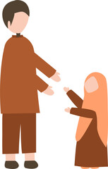 Faceless Muslim Father and Daughter