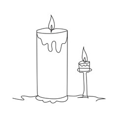 Continuous line drawing candle vector illustration design