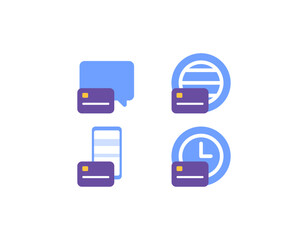 mobile banking, internet banking, and sms banking. transaction history. services and finance. collection or set of icons or symbols minimalist flat icon design concept. vector elements. white