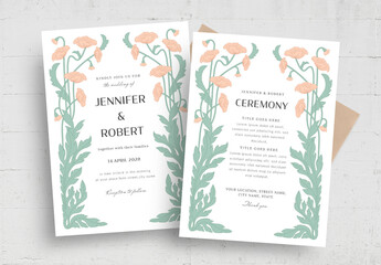 Floral Art Nouveau Wedding Invitation Layout
