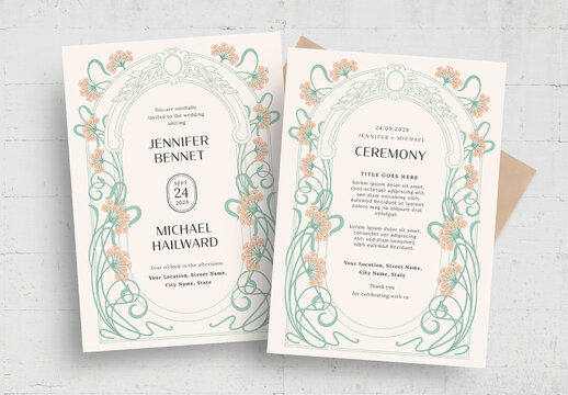 Art Nouveau Wedding Invitation Layout