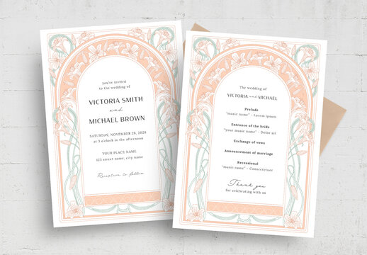 Vintage Art Nouveau Wedding Invite Layout