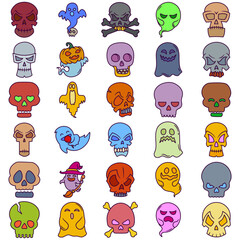 Free vector collection of Halloween, ghost, skull and pumpkin themed stickers