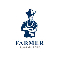 farmer logo mascot vector design silhouette template
