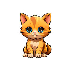 cute cat art on transparent background.
