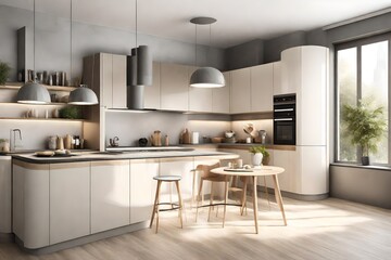 modern kitchen interior with kitchen