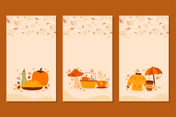 Flat autumn portrait template vector design illustration