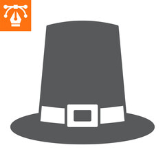 Pilgrim hat solid icon, glyph style icon for web site or mobile app, thanksgiving and holiday, traditional hat vector icon, simple vector illustration, vector graphics with editable strokes.
