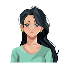 young woman long hair