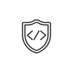 Cyber security shield line icon