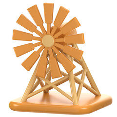 3d icon Windmill, 3d illustration, 3d element, 3d rendering.